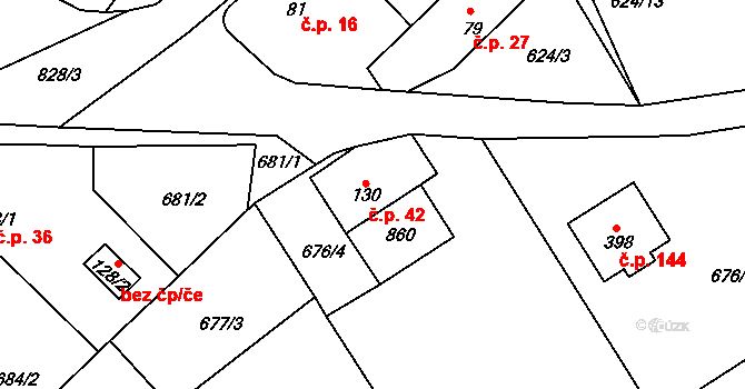Žernovka 42, Mukařov na parcele st. 130 v KÚ Žernovka, Katastrální mapa