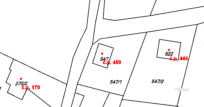 Dolní Podluží 459 na parcele st. 547 v KÚ Dolní Podluží, Katastrální mapa