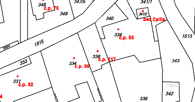 Záblatí 217, Bohumín na parcele st. 336 v KÚ Záblatí u Bohumína, Katastrální mapa