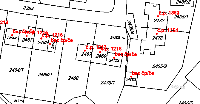 Sokolov 1218 na parcele st. 2469 v KÚ Sokolov, Katastrální mapa