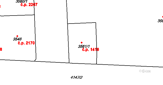 Vinohrady 1418, Praha na parcele st. 3561/1 v KÚ Vinohrady, Katastrální mapa