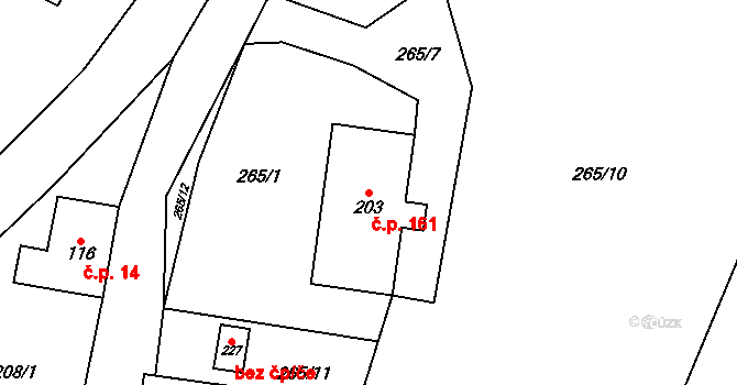 Čistá v Krkonoších 161, Černý Důl na parcele st. 203 v KÚ Čistá v Krkonoších, Katastrální mapa
