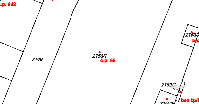 Vršovice 65, Praha na parcele st. 2150/1 v KÚ Vršovice, Katastrální mapa