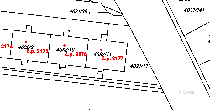 Strašnice 2177, Praha na parcele st. 4032/11 v KÚ Strašnice, Katastrální mapa
