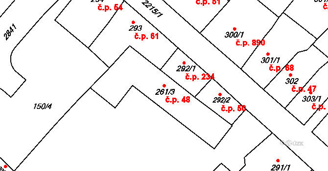 Střední Předměstí 48, Trutnov na parcele st. 261/3 v KÚ Trutnov, Katastrální mapa