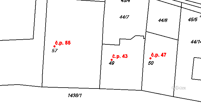 Líchovy 43, Dublovice na parcele st. 49 v KÚ Líchovy, Katastrální mapa