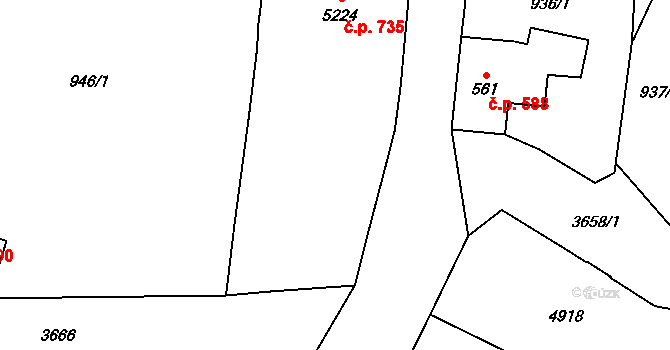 Dvůr Králové nad Labem 735 na parcele st. 5224 v KÚ Dvůr Králové nad Labem, Katastrální mapa