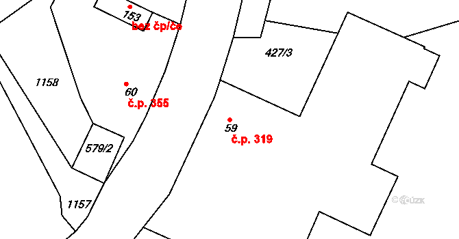 Pilníkov 319 na parcele st. 59/1 v KÚ Pilníkov III, Katastrální mapa