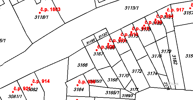 Česká Lípa 928 na parcele st. 3167 v KÚ Česká Lípa, Katastrální mapa