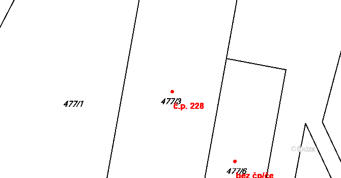 Padochov 228, Oslavany na parcele st. 477/3 v KÚ Padochov, Katastrální mapa