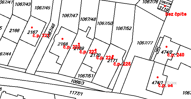 Hamrníky 224, Mariánské Lázně na parcele st. 2170 v KÚ Úšovice, Katastrální mapa