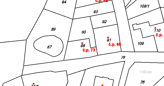 Lítov 73, Habartov na parcele st. 88 v KÚ Lítov, Katastrální mapa