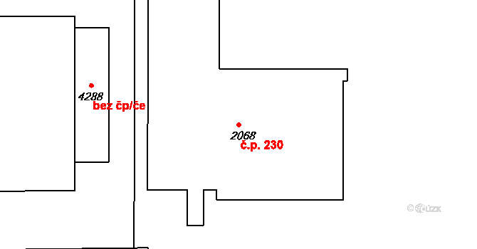 Nádražní Předměstí 230, Český Krumlov na parcele st. 2068 v KÚ Český Krumlov, Katastrální mapa