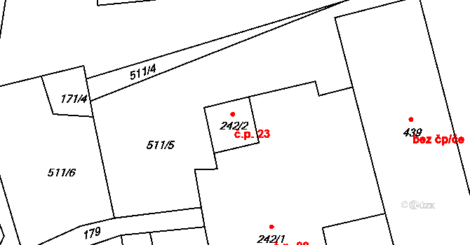 Heřmanice v Podještědí 23, Jablonné v Podještědí na parcele st. 242/2 v KÚ Heřmanice v Podještědí, Katastrální mapa
