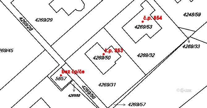Litomyšlské Předměstí 853, Vysoké Mýto na parcele st. 4269/50 v KÚ Vysoké Mýto, Katastrální mapa