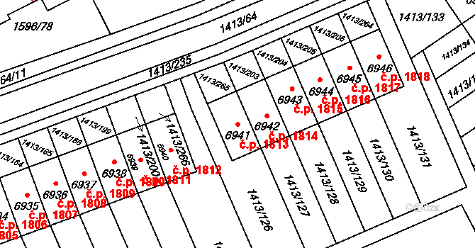 Beroun-Město 1813, Beroun na parcele st. 6941 v KÚ Beroun, Katastrální mapa