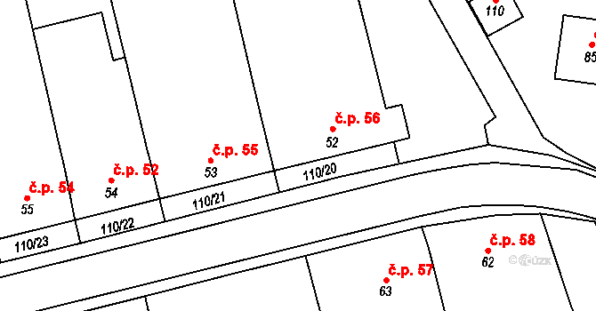 Bítovánky 56, Želetava na parcele st. 52 v KÚ Bítovánky, Katastrální mapa