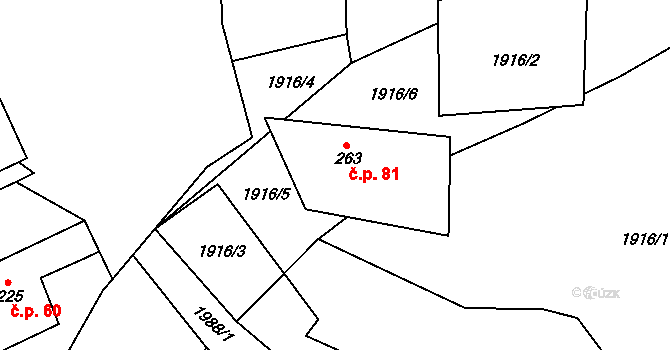 Kunov 81, Bruntál na parcele st. 263 v KÚ Nové Heřminovy, Katastrální mapa