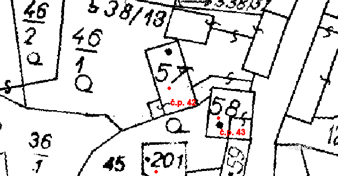 Žihobce 42 na parcele st. 57 v KÚ Žihobce, Katastrální mapa