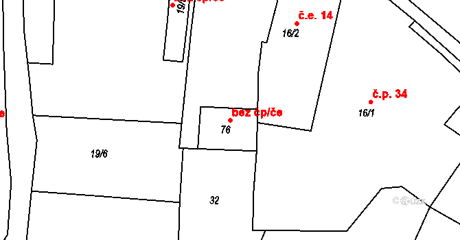 Žďár 38603837 na parcele st. 76 v KÚ Otěvěky, Katastrální mapa