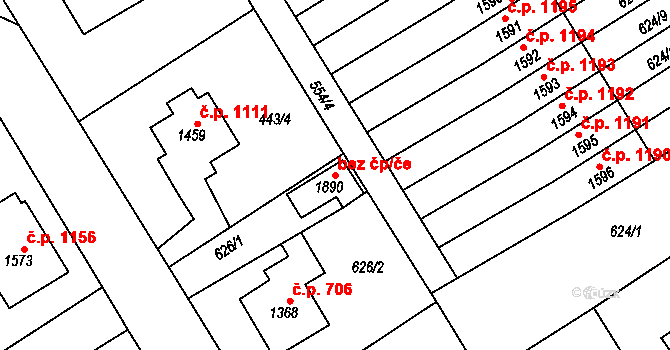 Lomnice nad Popelkou 38846837 na parcele st. 1890 v KÚ Lomnice nad Popelkou, Katastrální mapa