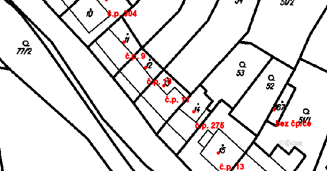 Račice 11, Račice-Pístovice na parcele st. 13 v KÚ Račice, Katastrální mapa
