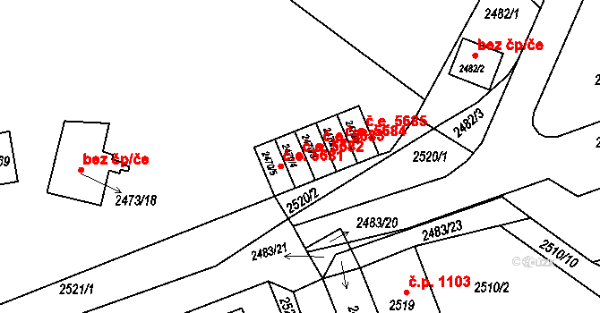 Kadaň 5682 na parcele st. 2470/4 v KÚ Kadaň, Katastrální mapa