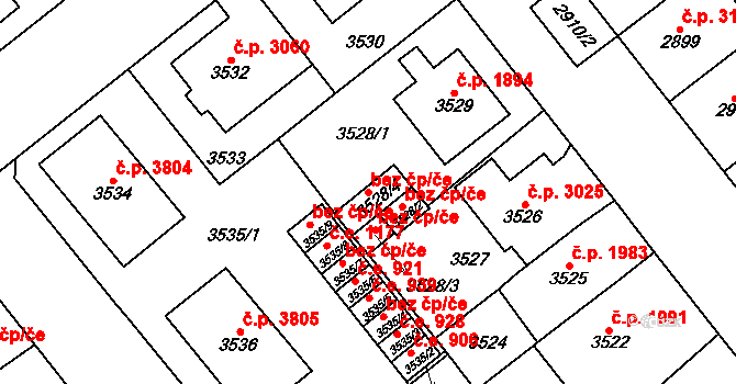 Chomutov 45042837 na parcele st. 3528/4 v KÚ Chomutov I, Katastrální mapa