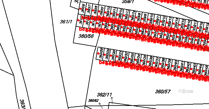 Rousínov 45893837 na parcele st. 360/29 v KÚ Rousínov u Vyškova, Katastrální mapa