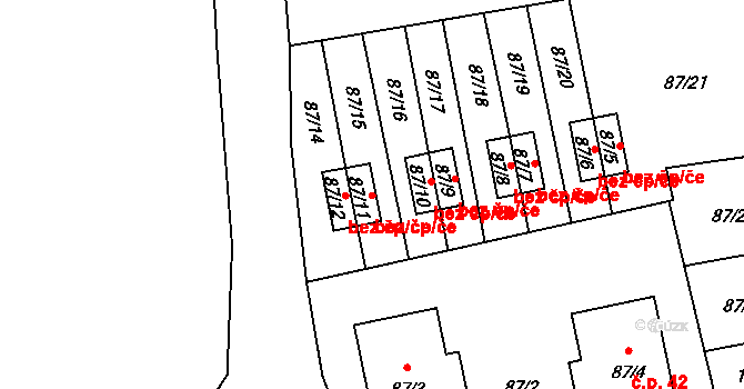 Dříteň 50017837 na parcele st. 87/11 v KÚ Záblatí, Katastrální mapa
