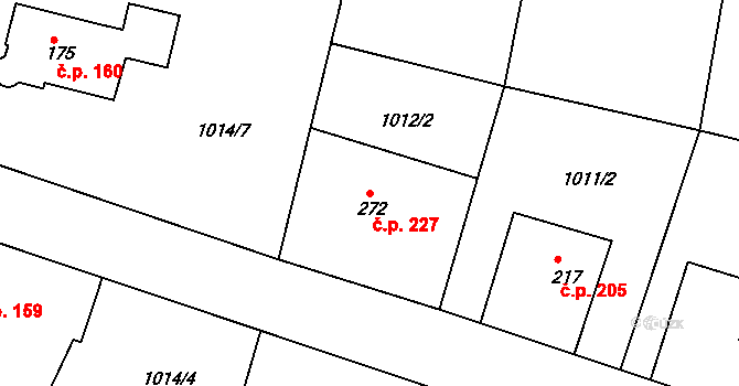 Čimelice 227 na parcele st. 272 v KÚ Čimelice, Katastrální mapa