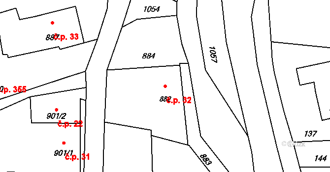 Suchdol nad Odrou 32 na parcele st. 882 v KÚ Suchdol nad Odrou, Katastrální mapa