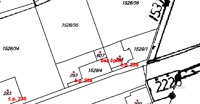 Kostomlaty pod Milešovkou 89142837 na parcele st. 607 v KÚ Kostomlaty pod Milešovkou, Katastrální mapa