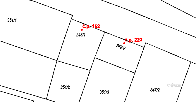 Telce 223, Peruc na parcele st. 248/2 v KÚ Telce, Katastrální mapa