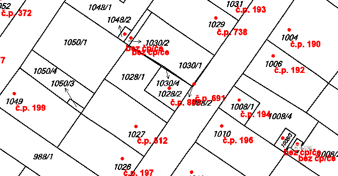 Lednice 805 na parcele st. 1028/2 v KÚ Lednice na Moravě, Katastrální mapa
