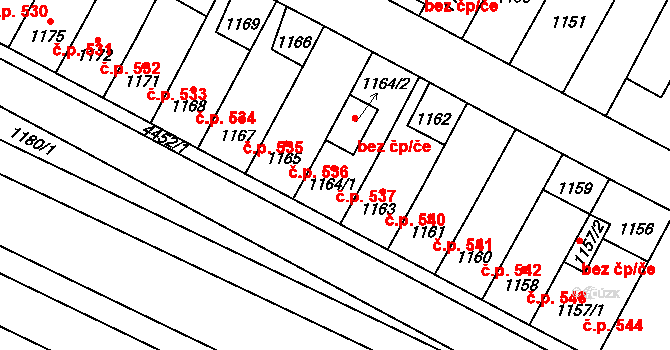 Chotěboř 537 na parcele st. 1164/1 v KÚ Chotěboř, Katastrální mapa