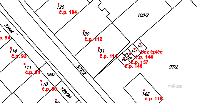 Buk 111 na parcele st. 131 v KÚ Buk, Katastrální mapa