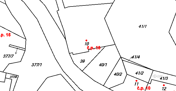 Krchlebská Lhota 16, Zbýšov na parcele st. 10 v KÚ Krchlebská Lhota, Katastrální mapa
