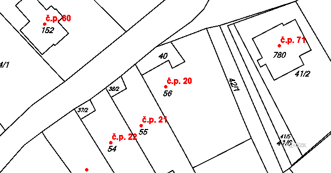 Horka I 20 na parcele st. 56 v KÚ Horka u Žehušic, Katastrální mapa