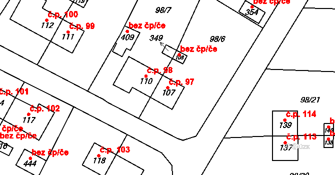 Vysoká Pec 97, Bohutín na parcele st. 107 v KÚ Vysoká Pec u Bohutína, Katastrální mapa