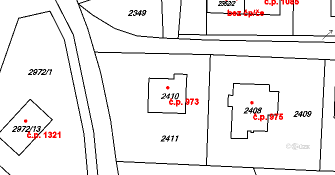 Rýmařov 973 na parcele st. 2410 v KÚ Rýmařov, Katastrální mapa