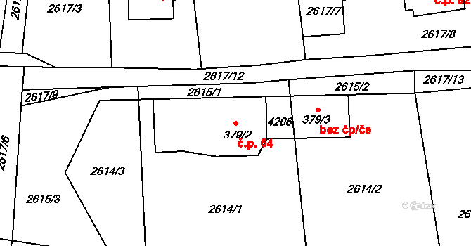 Kozlovice 64 na parcele st. 379/2 v KÚ Kozlovice, Katastrální mapa