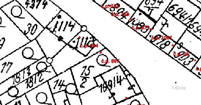 Lanžhot 897 na parcele st. 1112 v KÚ Lanžhot, Katastrální mapa