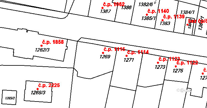 Tachov 1115 na parcele st. 1269 v KÚ Tachov, Katastrální mapa