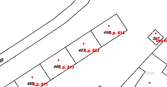 Lutyně 813, Orlová na parcele st. 497 v KÚ Horní Lutyně, Katastrální mapa