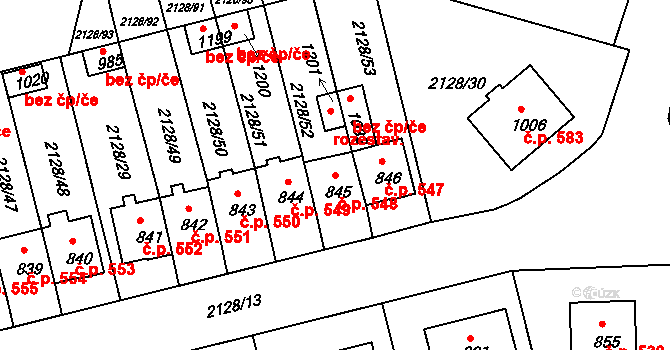 Zliv 548 na parcele st. 845 v KÚ Zliv u Českých Budějovic, Katastrální mapa