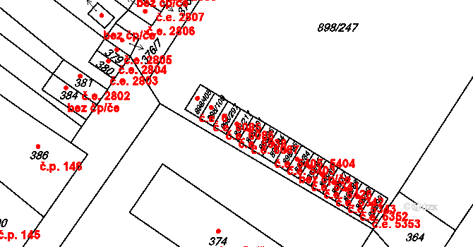Všebořice 5538, Ústí nad Labem na parcele st. 898/217 v KÚ Všebořice, Katastrální mapa