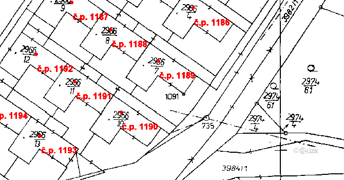 Poděbrady III 1189, Poděbrady na parcele st. 2966/7 v KÚ Poděbrady, Katastrální mapa