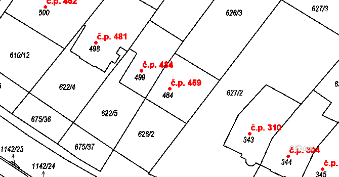 Náměšť nad Oslavou 459 na parcele st. 484 v KÚ Náměšť nad Oslavou, Katastrální mapa