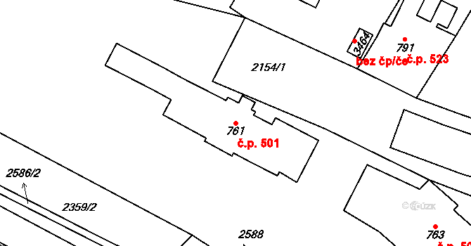 Litomyšl-Město 501, Litomyšl na parcele st. 761 v KÚ Litomyšl, Katastrální mapa